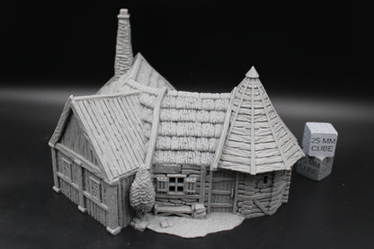 Tabletop Terrain Settler Homestead Thatch Roof House Dnd RPG wargame skirmish 28-32mm
