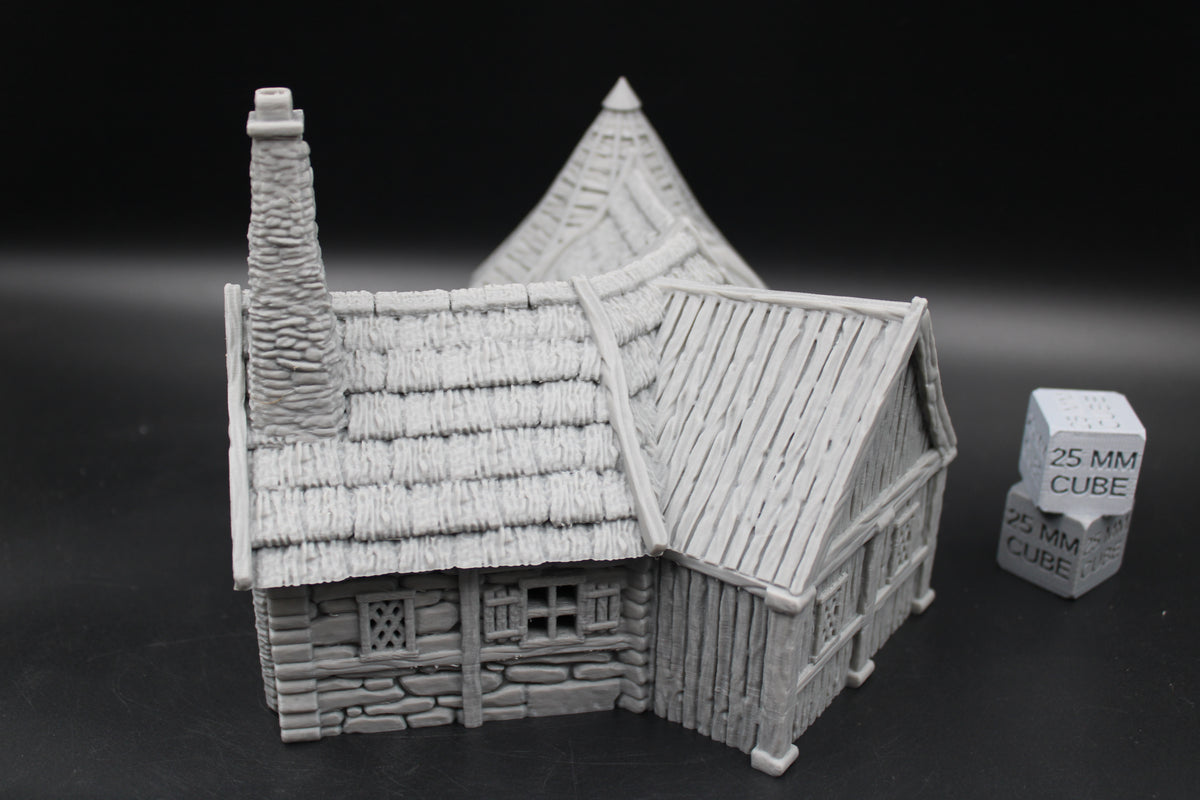 Tabletop Terrain Settler Homestead Thatch Roof House Dnd RPG wargame skirmish 28-32mm