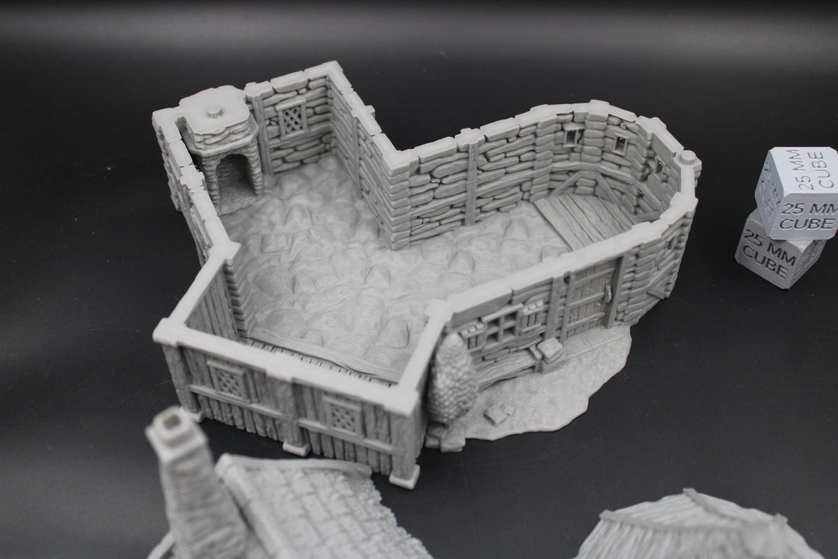 Tabletop Terrain Settler Homestead Thatch Roof House Dnd RPG wargame skirmish 28-32mm