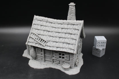 Tabletop Terrain Woodsman Cabin Thatch Roof House Dnd RPG wargame skirmish 28-32mm