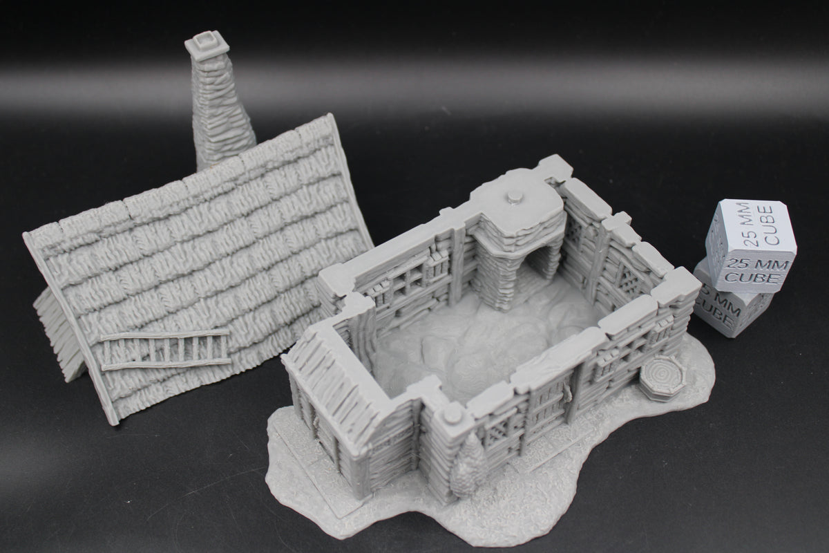 Tabletop Terrain Woodsman Cabin Thatch Roof House Dnd RPG wargame skirmish 28-32mm