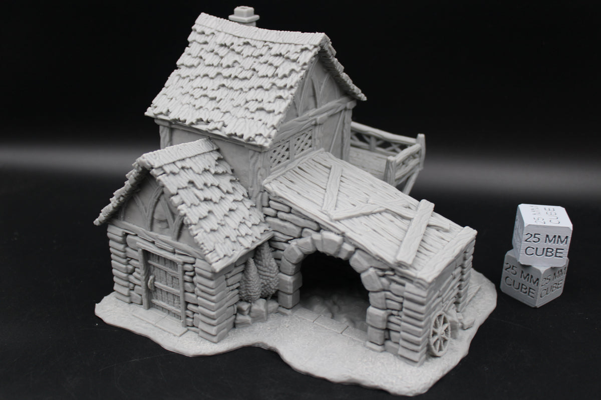 Tabletop Terrain Stable Keeper Carriage Thatch Roof House Dnd RPG wargame skirmish 28-32mm