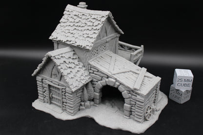 Tabletop Terrain Stable Keeper Carriage Thatch Roof House Dnd RPG wargame skirmish 28-32mm