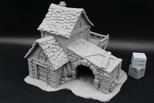 Tabletop Terrain Stable Keeper Carriage Thatch Roof House Dnd RPG wargame skirmish 28-32mm