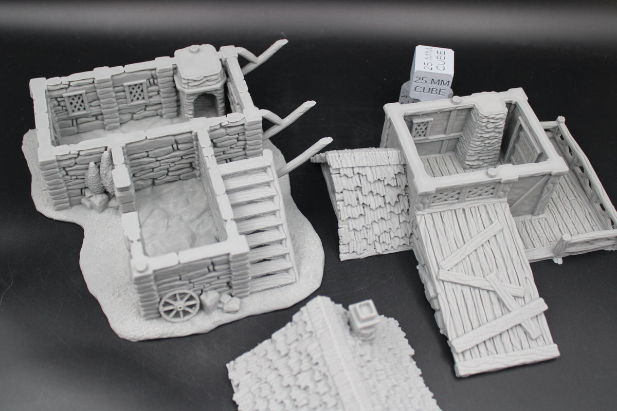 Tabletop Terrain Stable Keeper Carriage Thatch Roof House Dnd RPG wargame skirmish 28-32mm