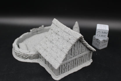 Tabletop Terrain Pig Pen Sty Barn Thatch Roof Dnd RPG wargame skirmish 28-32mm