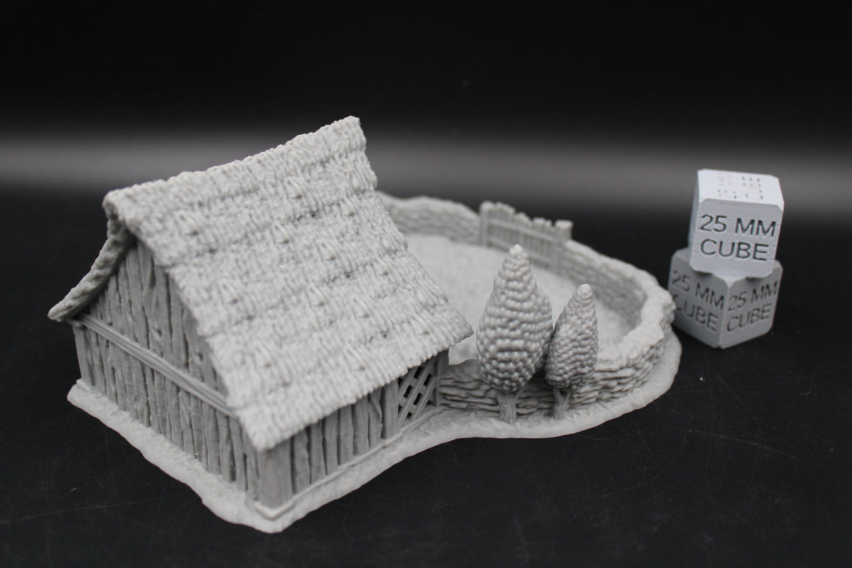 Tabletop Terrain Pig Pen Sty Barn Thatch Roof Dnd RPG wargame skirmish 28-32mm