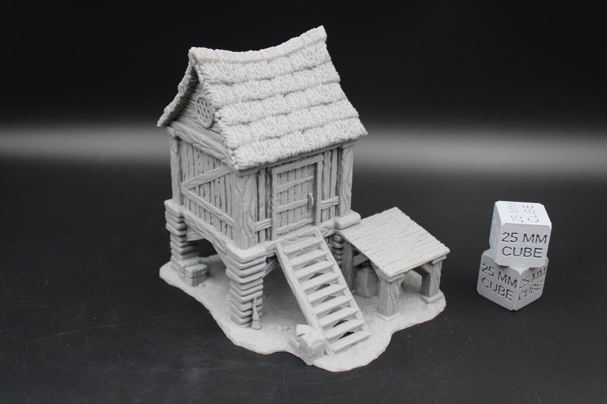 Tabletop Terrain Granary Grain Storage Barn Thatch Roof Dnd RPG wargame skirmish 28-32mm