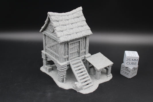 Tabletop Terrain Granary Grain Storage Barn Thatch Roof Dnd RPG wargame skirmish 28-32mm
