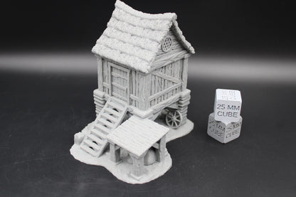 Tabletop Terrain Granary Grain Storage Barn Thatch Roof Dnd RPG wargame skirmish 28-32mm