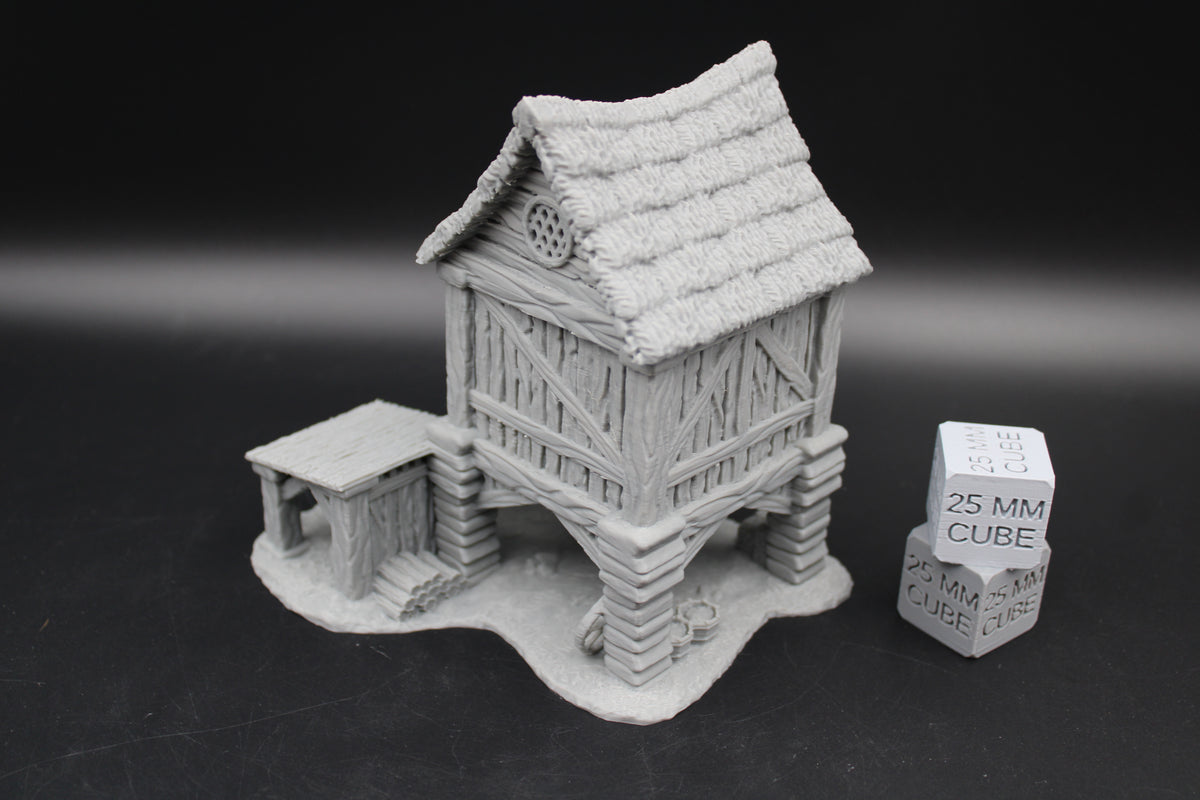 Tabletop Terrain Granary Grain Storage Barn Thatch Roof Dnd RPG wargame skirmish 28-32mm