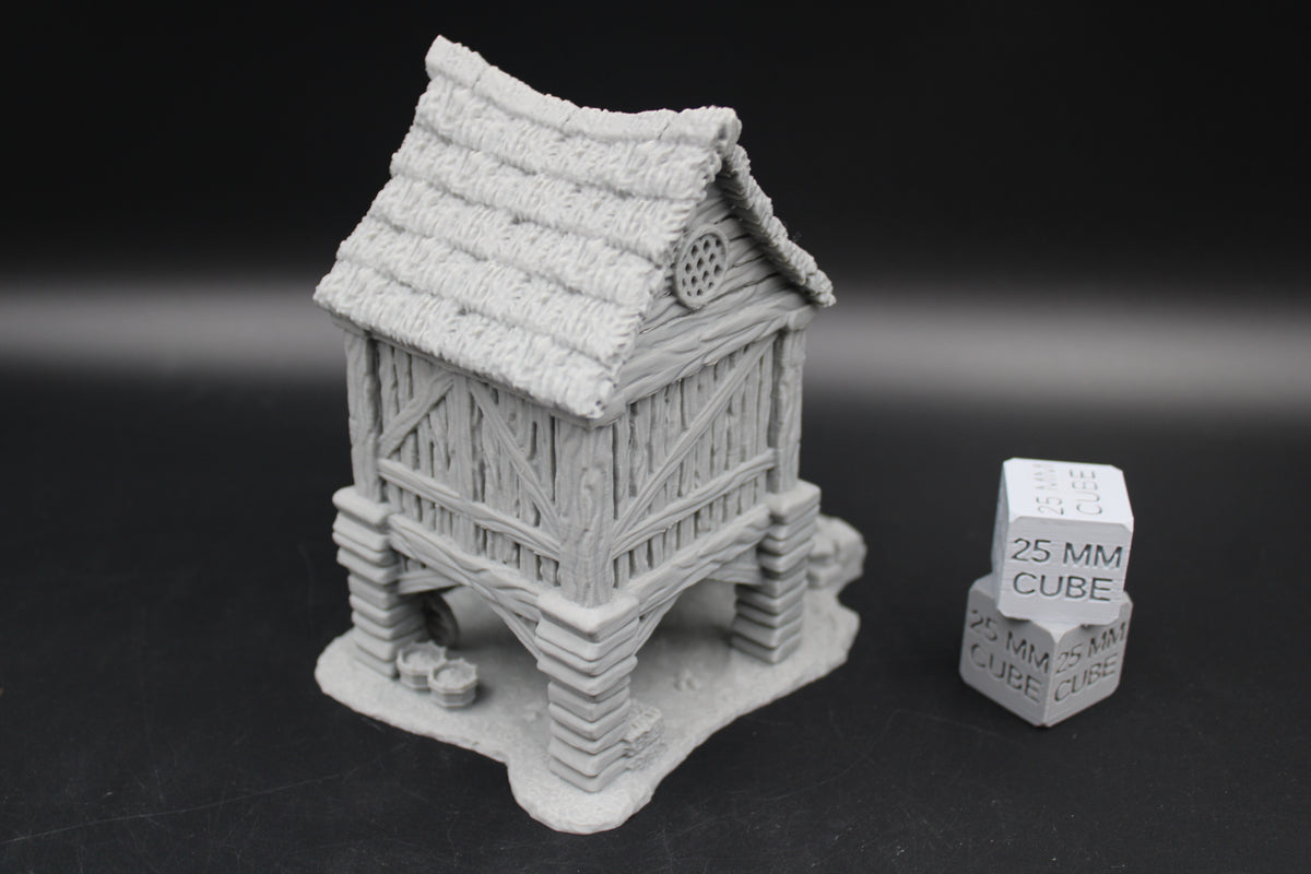 Tabletop Terrain Granary Grain Storage Barn Thatch Roof Dnd RPG wargame skirmish 28-32mm