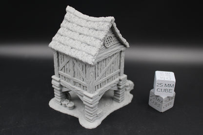 Tabletop Terrain Granary Grain Storage Barn Thatch Roof Dnd RPG wargame skirmish 28-32mm