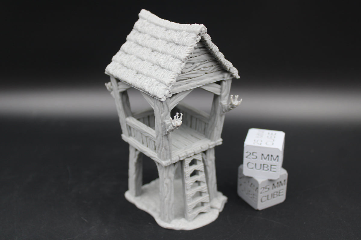Tabletop Terrain Watch Tower Defense Thatch Roof Dnd RPG wargame skirmish 28-32mm