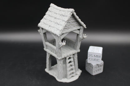 Tabletop Terrain Watch Tower Defense Thatch Roof Dnd RPG wargame skirmish 28-32mm