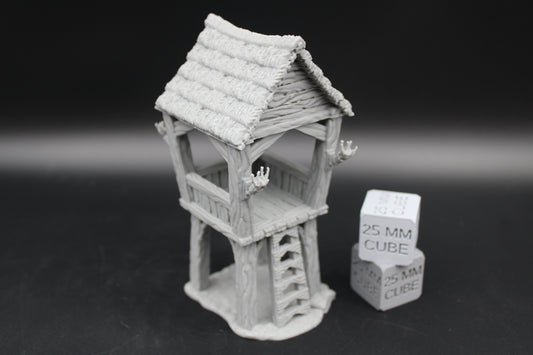 Tabletop Terrain Watch Tower Defense Thatch Roof Dnd RPG wargame skirmish 28-32mm