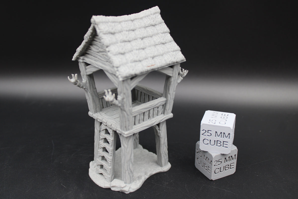Tabletop Terrain Watch Tower Defense Thatch Roof Dnd RPG wargame skirmish 28-32mm