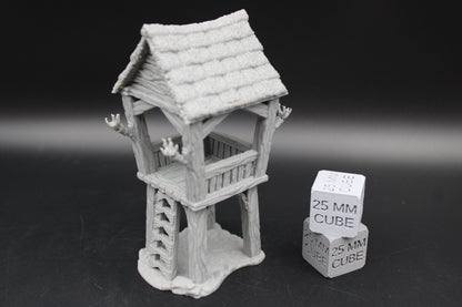 Tabletop Terrain Watch Tower Defense Thatch Roof Dnd RPG wargame skirmish 28-32mm