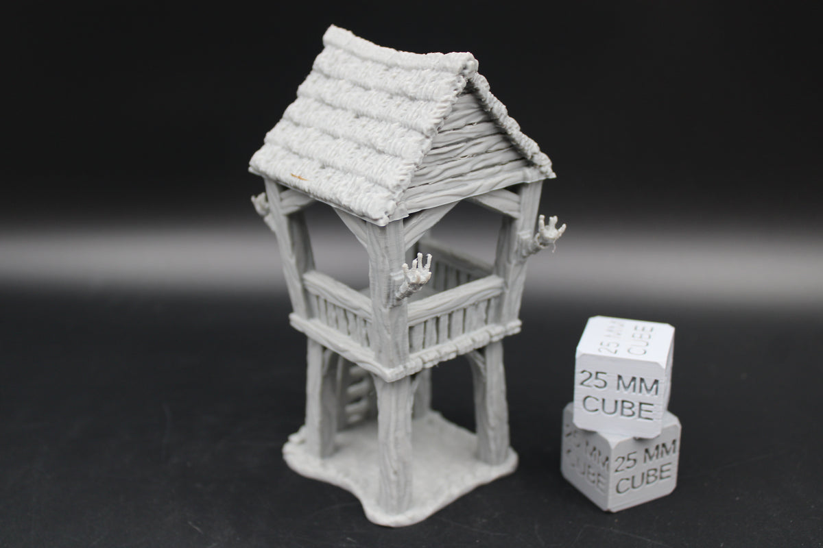 Tabletop Terrain Watch Tower Defense Thatch Roof Dnd RPG wargame skirmish 28-32mm