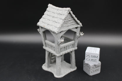 Tabletop Terrain Watch Tower Defense Thatch Roof Dnd RPG wargame skirmish 28-32mm