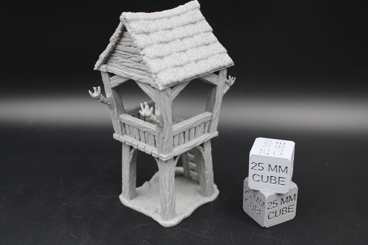 Tabletop Terrain Watch Tower Defense Thatch Roof Dnd RPG wargame skirmish 28-32mm