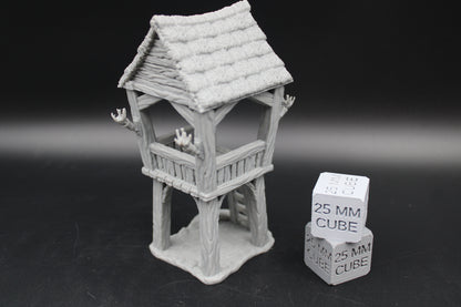 Tabletop Terrain Watch Tower Defense Thatch Roof Dnd RPG wargame skirmish 28-32mm