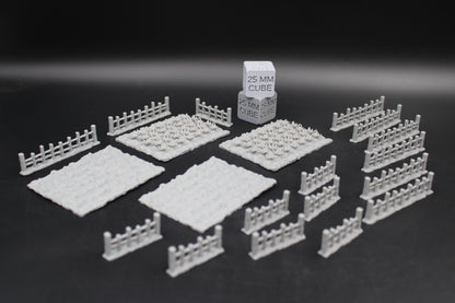 Tabletop Terrain Farm Field Garden Plot Fence Set Dnd RPG wargame skirmish 28-32mm