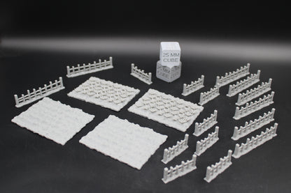 Tabletop Terrain Farm Field Garden Plot Fence Set Dnd RPG wargame skirmish 28-32mm