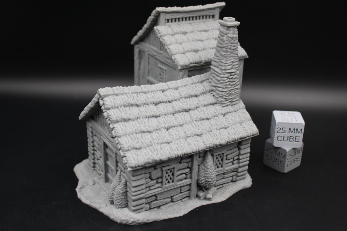 Tabletop Terrain Wizard Cottage Clerestory Windows Thatch Roof Dnd RPG wargame skirmish 28-32mm