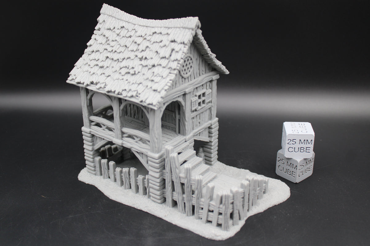 Tabletop Terrain Store House Raised Thatch Roof Dnd RPG wargame skirmish 28-32mm