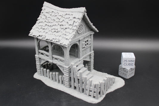 Tabletop Terrain Store House Raised Thatch Roof Dnd RPG wargame skirmish 28-32mm