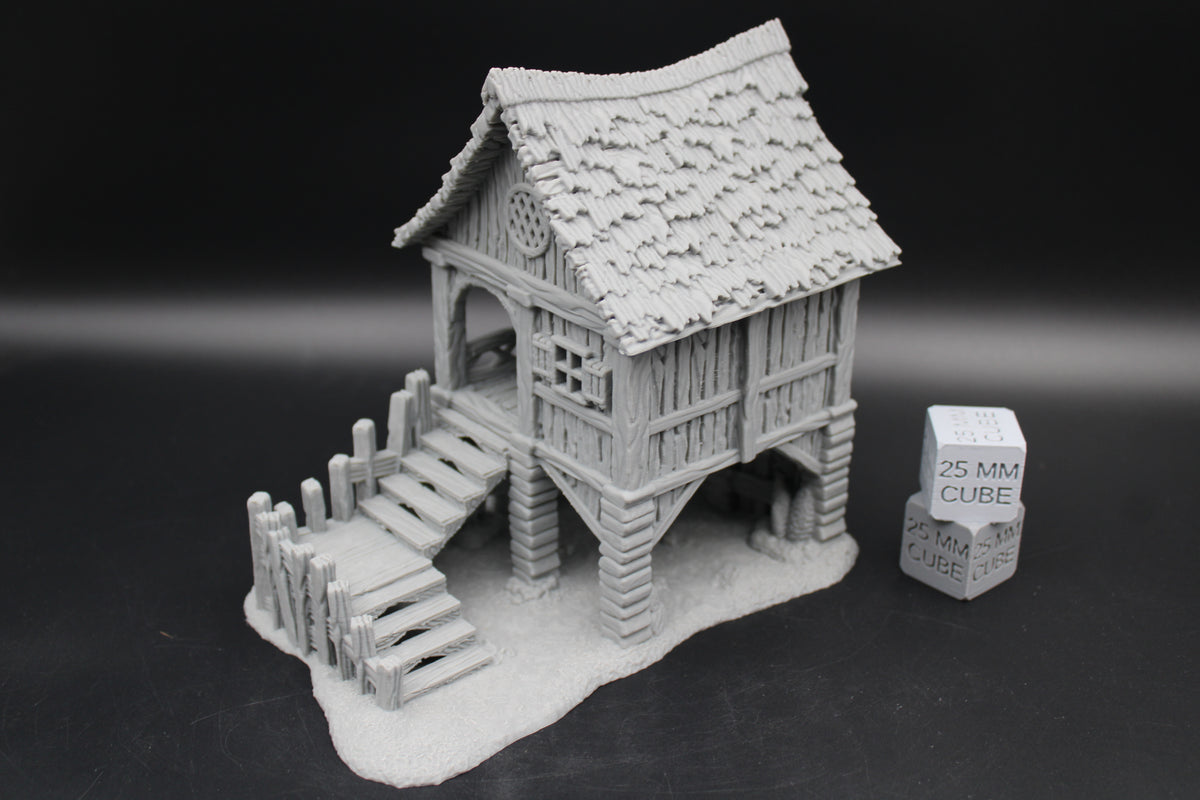 Tabletop Terrain Store House Raised Thatch Roof Dnd RPG wargame skirmish 28-32mm