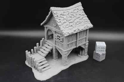 Tabletop Terrain Store House Raised Thatch Roof Dnd RPG wargame skirmish 28-32mm
