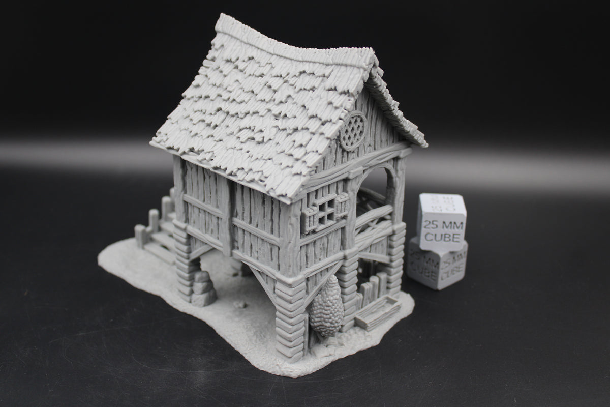 Tabletop Terrain Store House Raised Thatch Roof Dnd RPG wargame skirmish 28-32mm