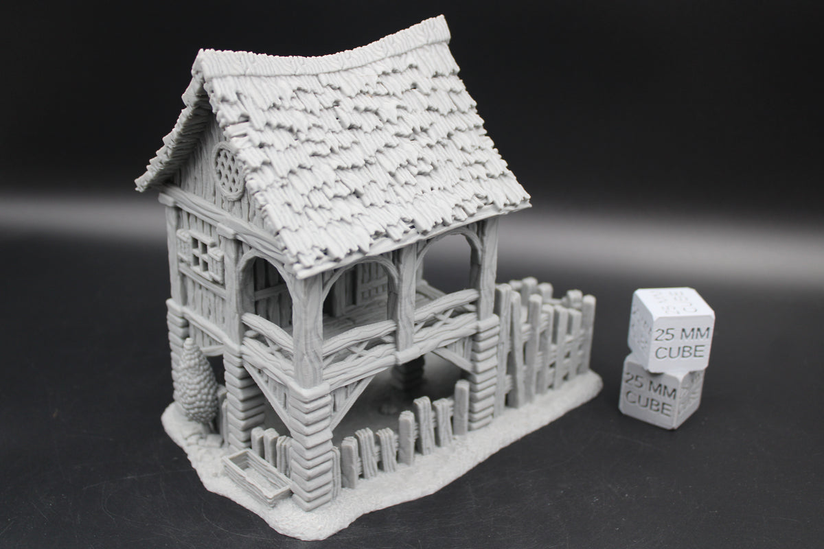 Tabletop Terrain Store House Raised Thatch Roof Dnd RPG wargame skirmish 28-32mm