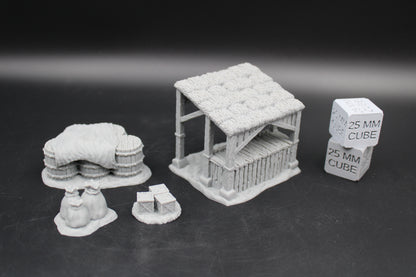 Tabletop Terrain Merchant Stall Hut Thatch Roof Dnd RPG wargame skirmish 28-32mm (Copy)