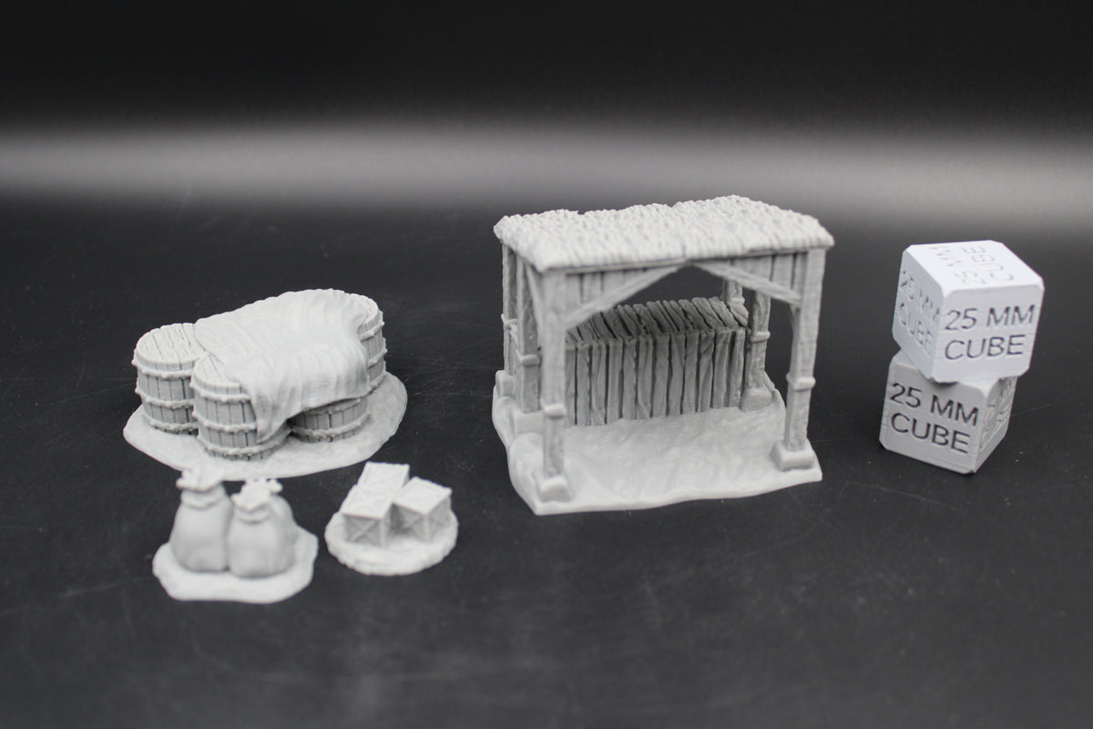 Tabletop Terrain Merchant Stall Hut Thatch Roof Dnd RPG wargame skirmish 28-32mm (Copy)