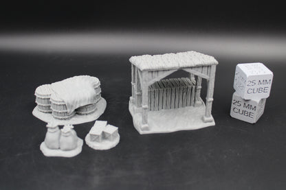 Tabletop Terrain Merchant Stall Hut Thatch Roof Dnd RPG wargame skirmish 28-32mm (Copy)