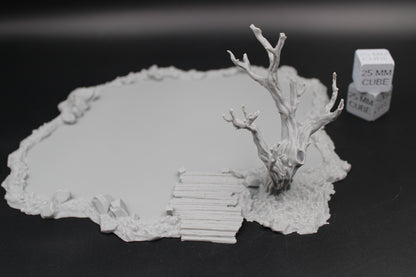 Tabletop Terrain Lake Pond Dock Dead Tree Dnd RPG wargame skirmish 28-32mm