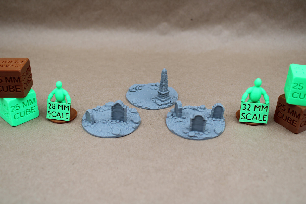 Tabletop Terrain Bubbling Swamp Tomb Headstone Cemetery Set of 3 Scatter 28-32mm skirmish rpg wargame