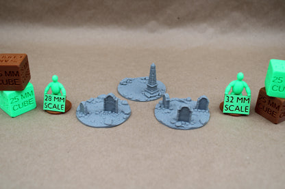 Tabletop Terrain Bubbling Swamp Tomb Headstone Cemetery Set of 3 Scatter 28-32mm skirmish rpg wargame