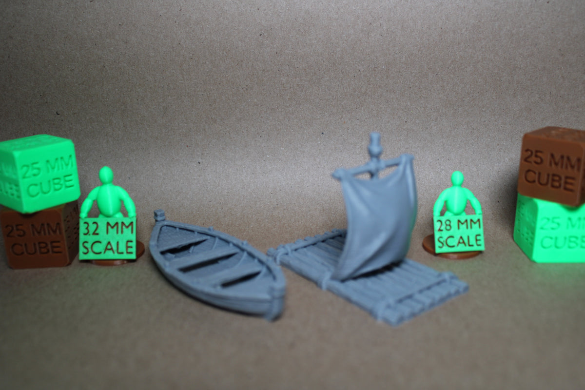 Tabletop Terrain Rowboat Sail Log Raft Scatter 28-32mm skirmish rpg wargame