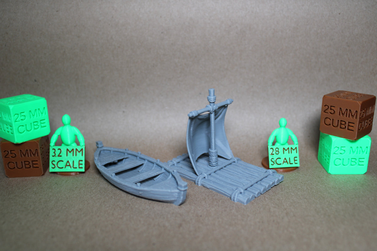 Tabletop Terrain Rowboat Sail Log Raft Scatter 28-32mm skirmish rpg wargame